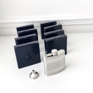 Groomsmen Gifts 8 Liquor Flasks New in Box Stainless Steel With Funnel